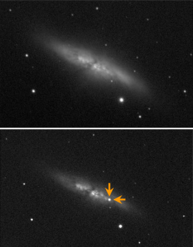 M82 galaxy before and after the supernova